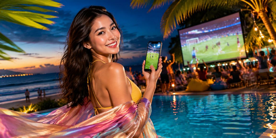 Người dùng Vũng Tàu theo dõi kết quả cá cược bóng đá trên bãi biển
